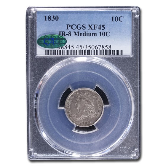 1830 Capped Bust Dime XF-45 PCGS CAC (JR-8 Medium 10C) 1830 Capped Bust Dime XF-45 PCGS CAC (JR-8 Medium 10C)